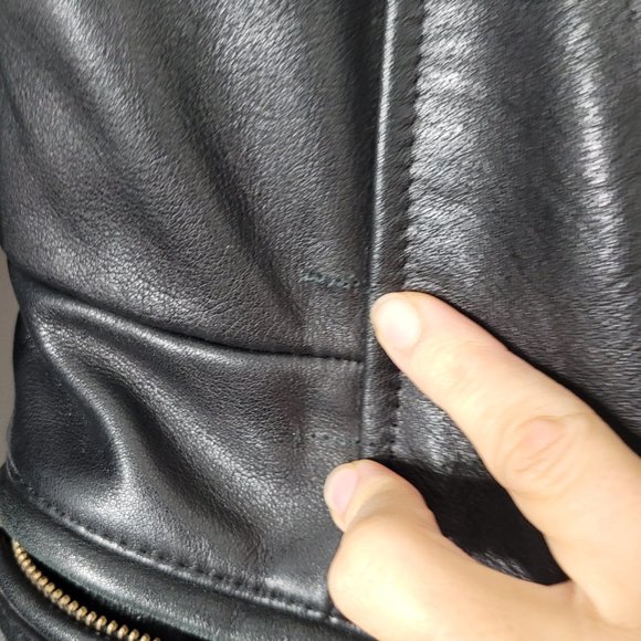 Oscar Leopold Leather Jacket Full Zip Black Lined Zip Pockets Vintage Size Small - Picture 8 of 16